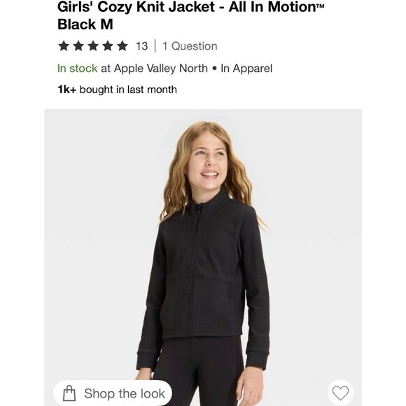 Girls' Cozy Knit Jacket - All In Motion black M - Picture 1 of 7